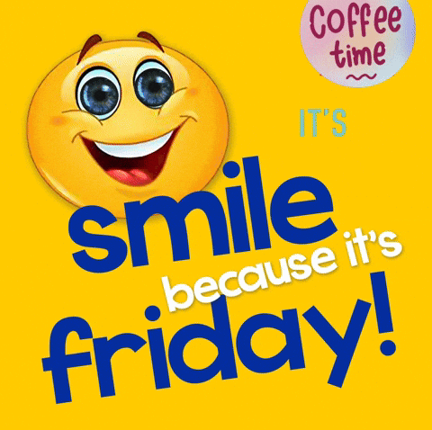 A Smiley Face With The Words " Smile Because It 'S Friday " GIF