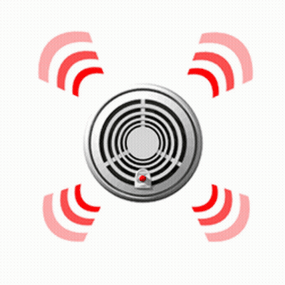 A Smoke Detector Is Surrounded By Red And White Circles GIF