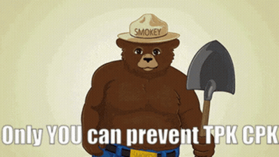A Smokey Bear Holding A Shovel Pointing At The Viewer GIF