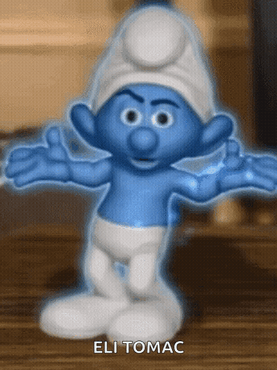 A Smurf Giving A Thumbs Up With The Name Eli Tomac Below Him GIF