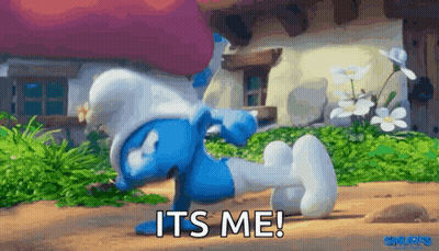 A Smurf Is Laying On The Ground With The Words It 'S Me GIF