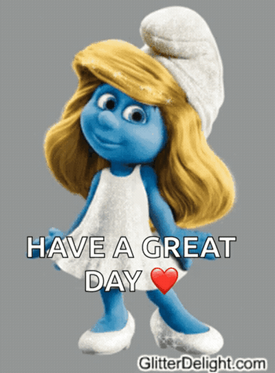 A Smurf Says Have A Great Day And Has A Heart GIF