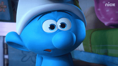 A Smurf With A Surprised Look On His Face Is On A Screen That Says Nick GIF