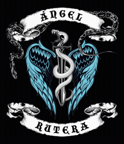 A Snake Is Holding A Sword With Angel Rutera Written Below It GIF