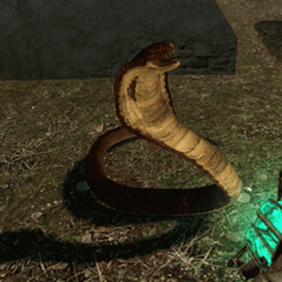 A Snake Is Sitting In The Grass With A Green Light Behind It GIF