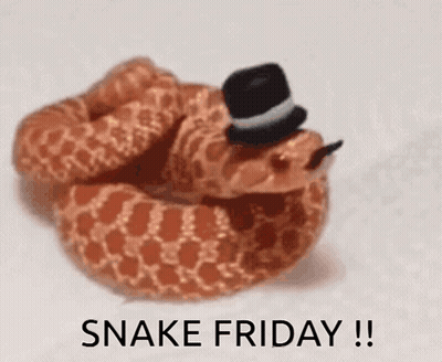 A Snake Wearing A Top Hat With The Words " Snake Friday " Below It GIF