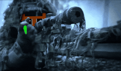 A Sniper With A Green Light On His Face GIF