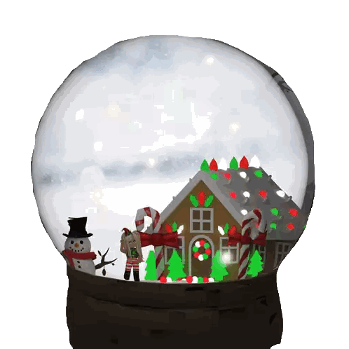 A Snow Globe With A Gingerbread House And Candy Canes Inside Sticker