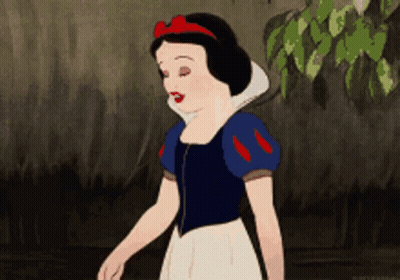 A Snow White Cartoon Character With A Red Bow In Her Hair GIF