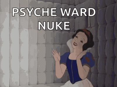 A Snow White Cartoon Says Psyche Ward Nuke GIF