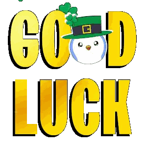 A Snowman In A Leprechaun Hat Says Good Luck In Yellow Letters Sticker