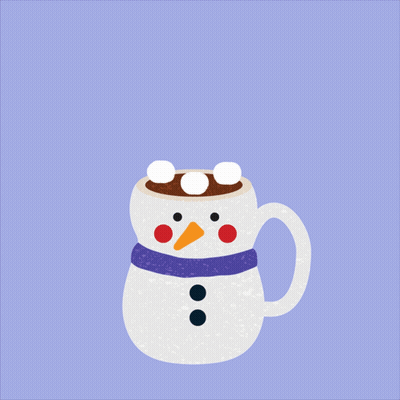A Snowman Shaped Cup Of Hot Chocolate With A Heart Shaped Steam Coming Out Of It GIF