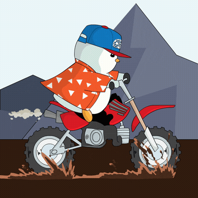 A Snowman Wearing A Blue Hat With The Letter S On It Is Riding A Dirt Bike GIF