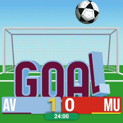 A Soccer Ball Is Flying Over A Goal With A Score Of 1-0 GIF