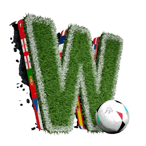 A Soccer Ball Sits Next To The Letter W Made Out Of Grass Sticker