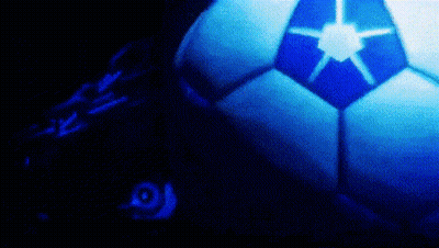 A Soccer Ball With A Blue Star On It GIF