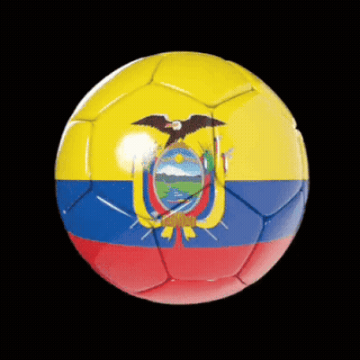 A Soccer Ball With The Ecuador Flag Painted On It GIF