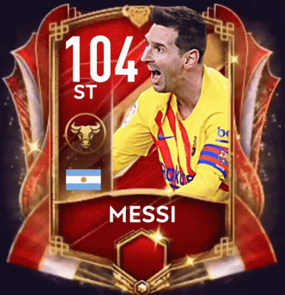 A Soccer Card Of Messi With The Number 104 On It GIF