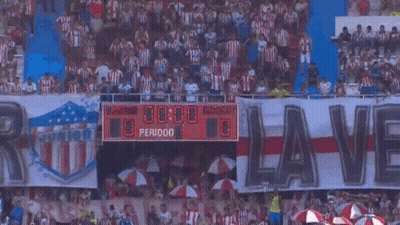 A Soccer Field With A Banner That Says " Blanco Sur " GIF