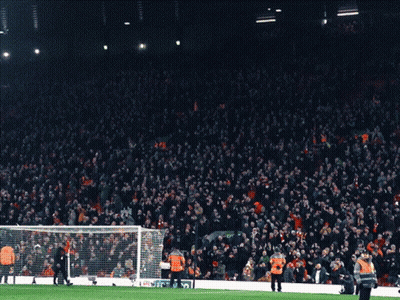 A Soccer Field With A Crowd And A Sign That Says ' Stv ' GIF