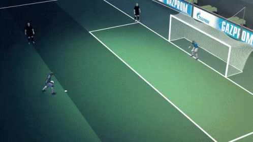 A Soccer Field With A Gazprom Banner On The Side GIF