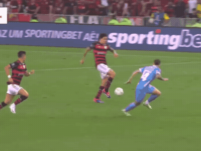 A Soccer Field With A Yellow Sign That Says Livre On It GIF