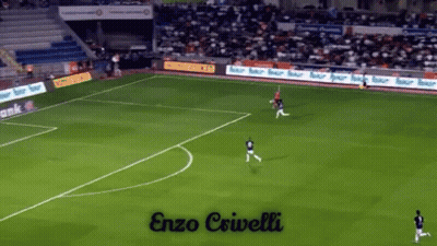 A Soccer Field With The Name Enzo Crivelli Written On The Bottom GIF