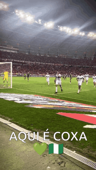 A Soccer Field With The Words Aqui E Coxa Written On The Side GIF