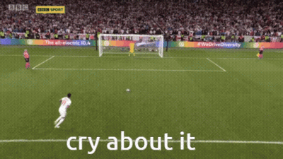 A Soccer Field With The Words Cry About It On The Bottom Right GIF