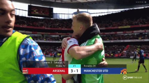 A Soccer Game Between Arsenal And Manchester Utd Is Being Broadcast On Bt Sport GIF