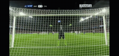 A Soccer Game Between Bar And Chl Is Being Shown On A Television Screen GIF