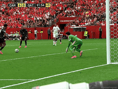 A Soccer Game Between Canada And Qatar Is Being Played GIF
