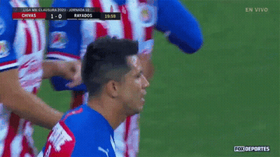 A Soccer Game Between Chivas And Rayados Is Being Broadcast On Fox Deportes GIF