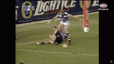 A Soccer Game Between Geel And Ess Is Being Shown On A Television Screen GIF