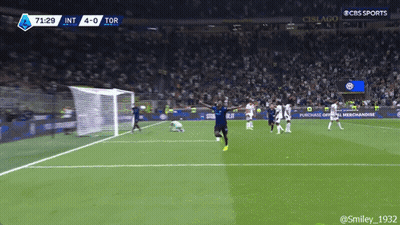 A Soccer Game Between Inter And Tor Is Being Broadcast On Cbs Sports GIF