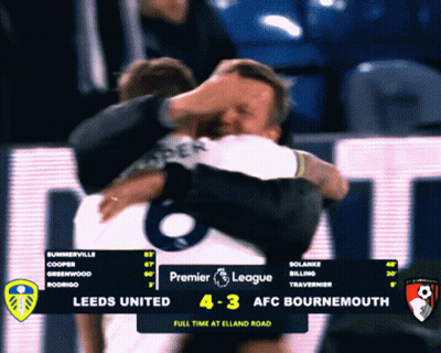 A Soccer Game Between Leeds And Afc Bournemouth GIF