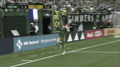 A Soccer Game Between Portland And Lafc Is Being Shown On Fox GIF