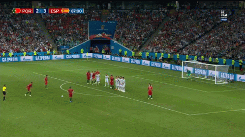 A Soccer Game Between Portugal And Esp With A Score Of 3 To 3 GIF
