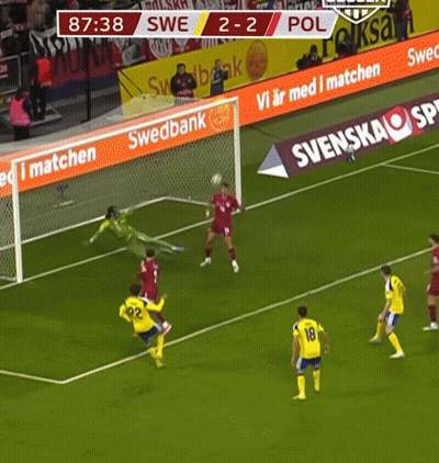 A Soccer Game Between Swe And Pol Is Being Played GIF
