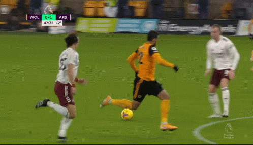 A Soccer Game Between Wolves And Ars Is Being Played In The Premier League GIF