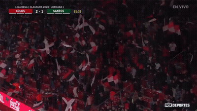 A Soccer Game Between Xolos And Santos Is Being Broadcasted On Fox Deportes GIF