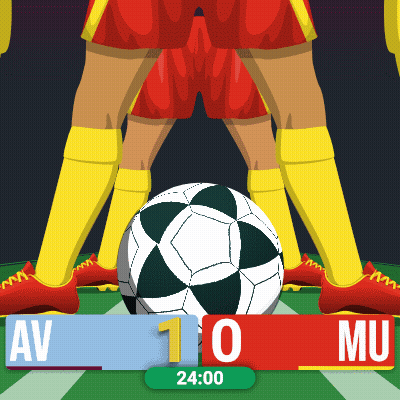 A Soccer Game Is Being Played Between Av And Mu And The Score Is 1-0 GIF