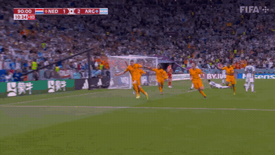 A Soccer Game Is Being Played Between The Netherlands And Arg GIF