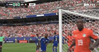 A Soccer Game Is Being Played In A Stadium And The Score Is 0-0 GIF