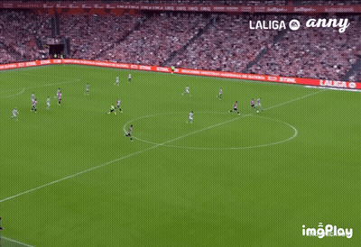 A Soccer Game Is Being Played In A Stadium Sponsored By Stihl And Laliga GIF