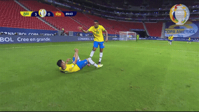 A Soccer Game Is Being Played In A Stadium That Says Copa America On It GIF