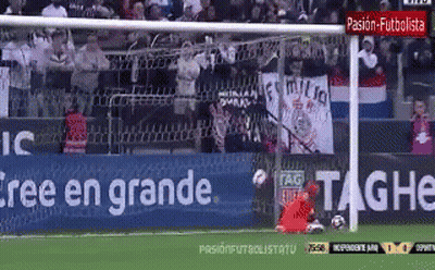 A Soccer Game Is Being Played In A Stadium With A Banner That Says ' Free En Grande ' On It GIF