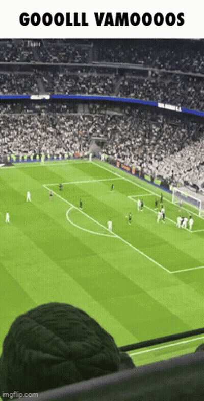 A Soccer Game Is Being Played In A Stadium With A Caption That Says Gooolll Vamoooos GIF
