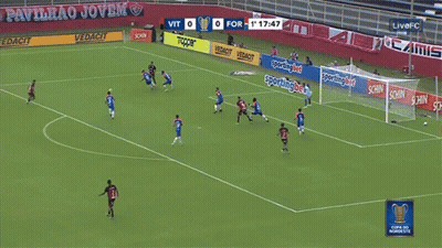 A Soccer Game Is Being Played In A Stadium With Ads For Schin GIF