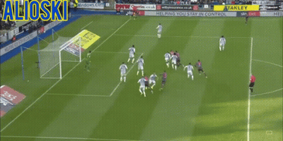 A Soccer Game Is Being Played In A Stadium With Ads For Stanley And Sky GIF